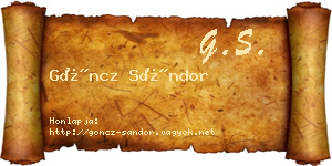 Göncz Sándor névjegykártya